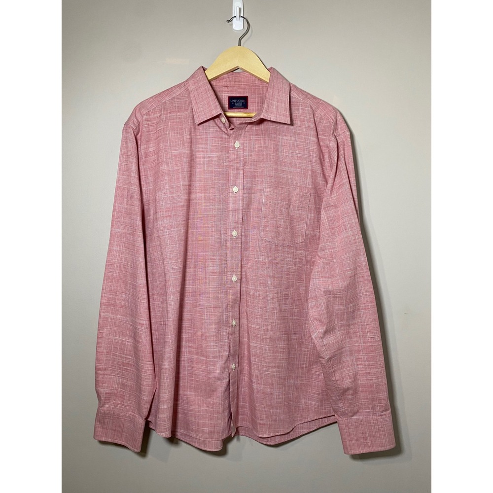 UNTUCKit Avellino WF Men's X-Large Red Plaid Wrinkle Free Cotton Shirt
